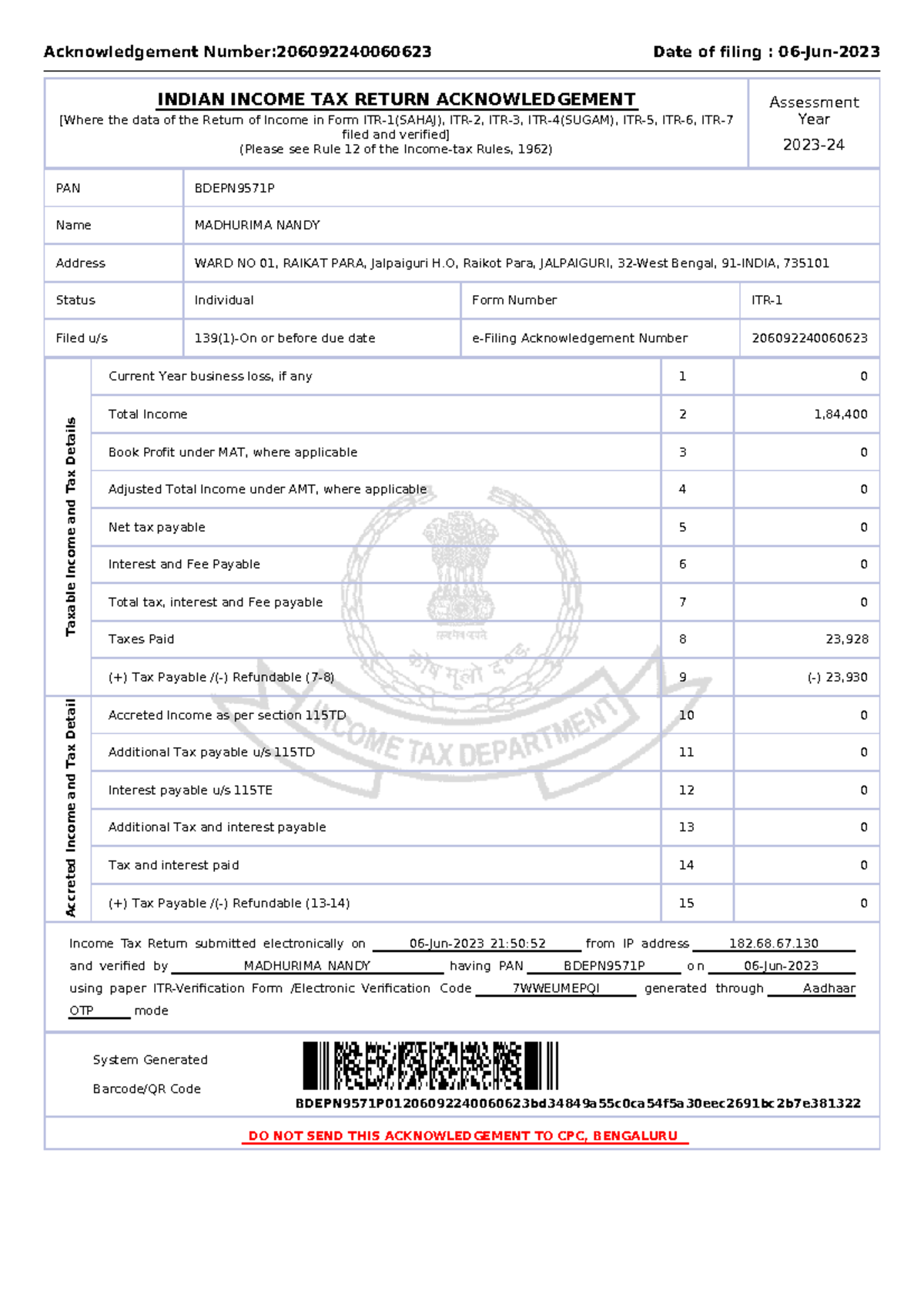 ACK206092240060623 - Acknowledgement Number:206092240060623 Date of ...
