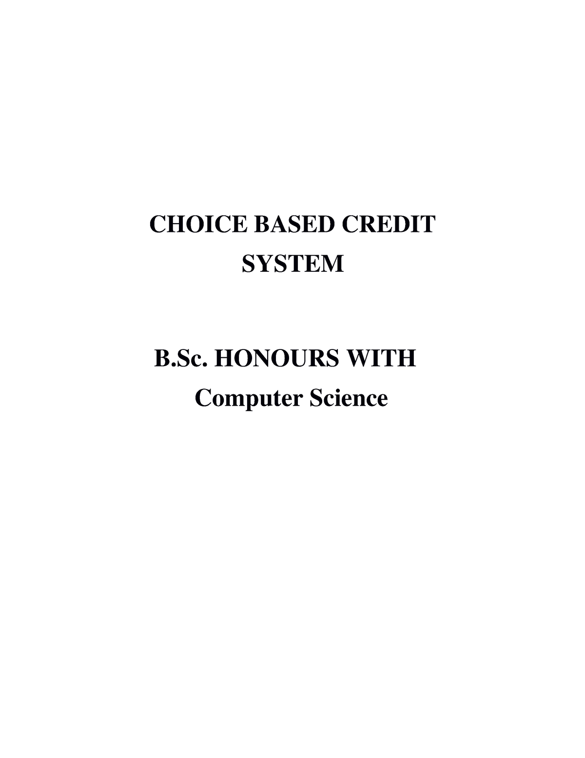 Computer Science Honours Cbcs Draft Syllabus - CHOICE BASED CREDIT ...