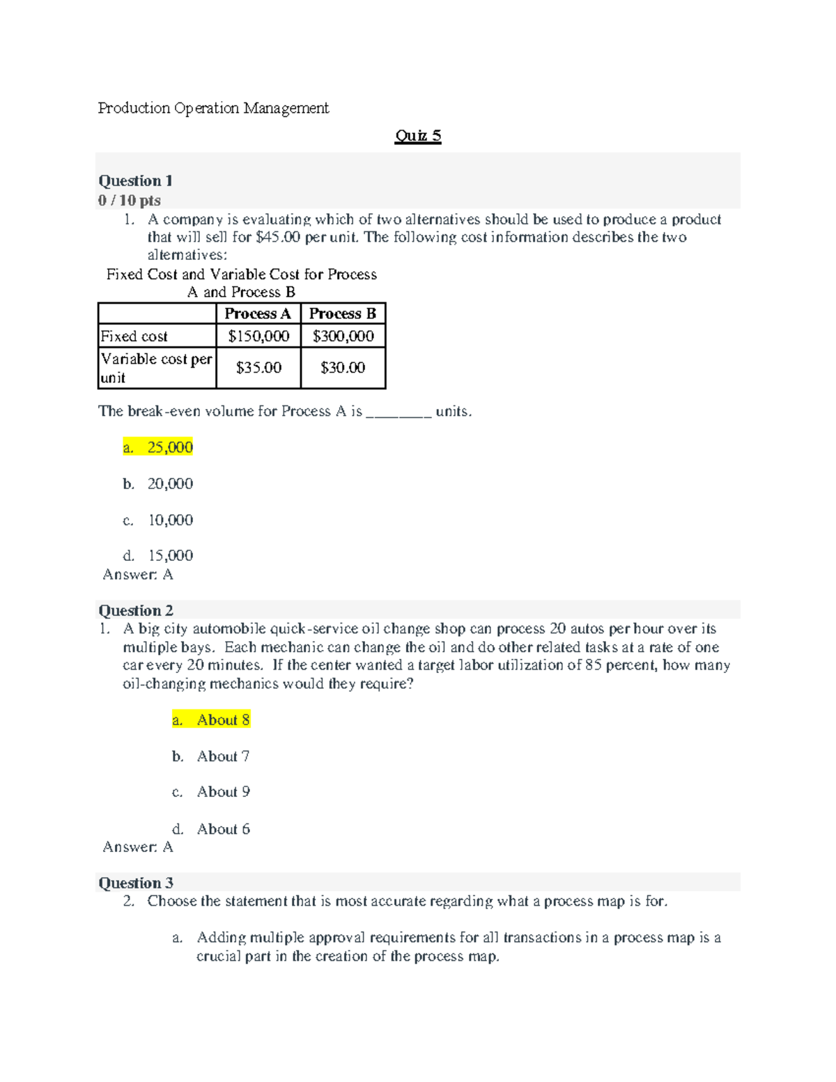 Productions Management Quiz 5 - Production Operation Management Quiz 5 ...