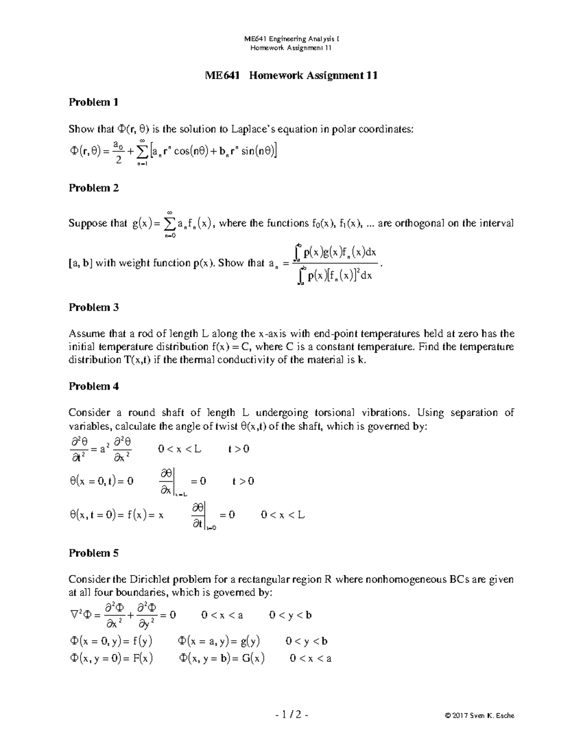 Hwass 11 Notes Me 641 Engineering Analysis I Studocu