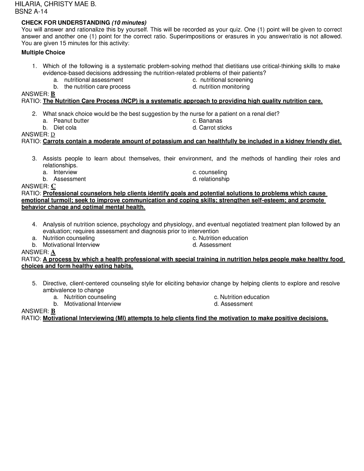 Nutri LAB SAS 22- Hilaria - HILARIA, CHRISTY MAE B. BSN2 A- CHECK FOR ...