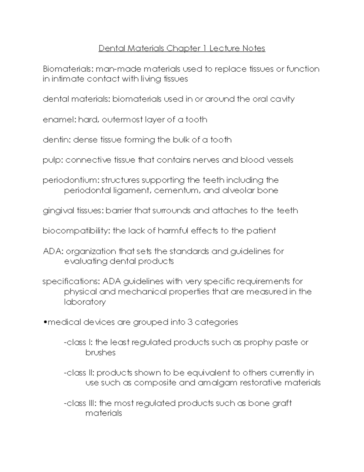 Dental Materials Chapter 1 Lecture Notes Studocu