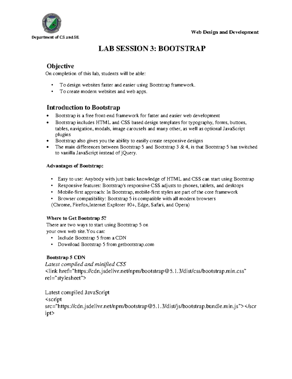 LAB Session 3 - it is my own work - Web Design and Development Department  of CS and SE LAB SESSION - StuDocu