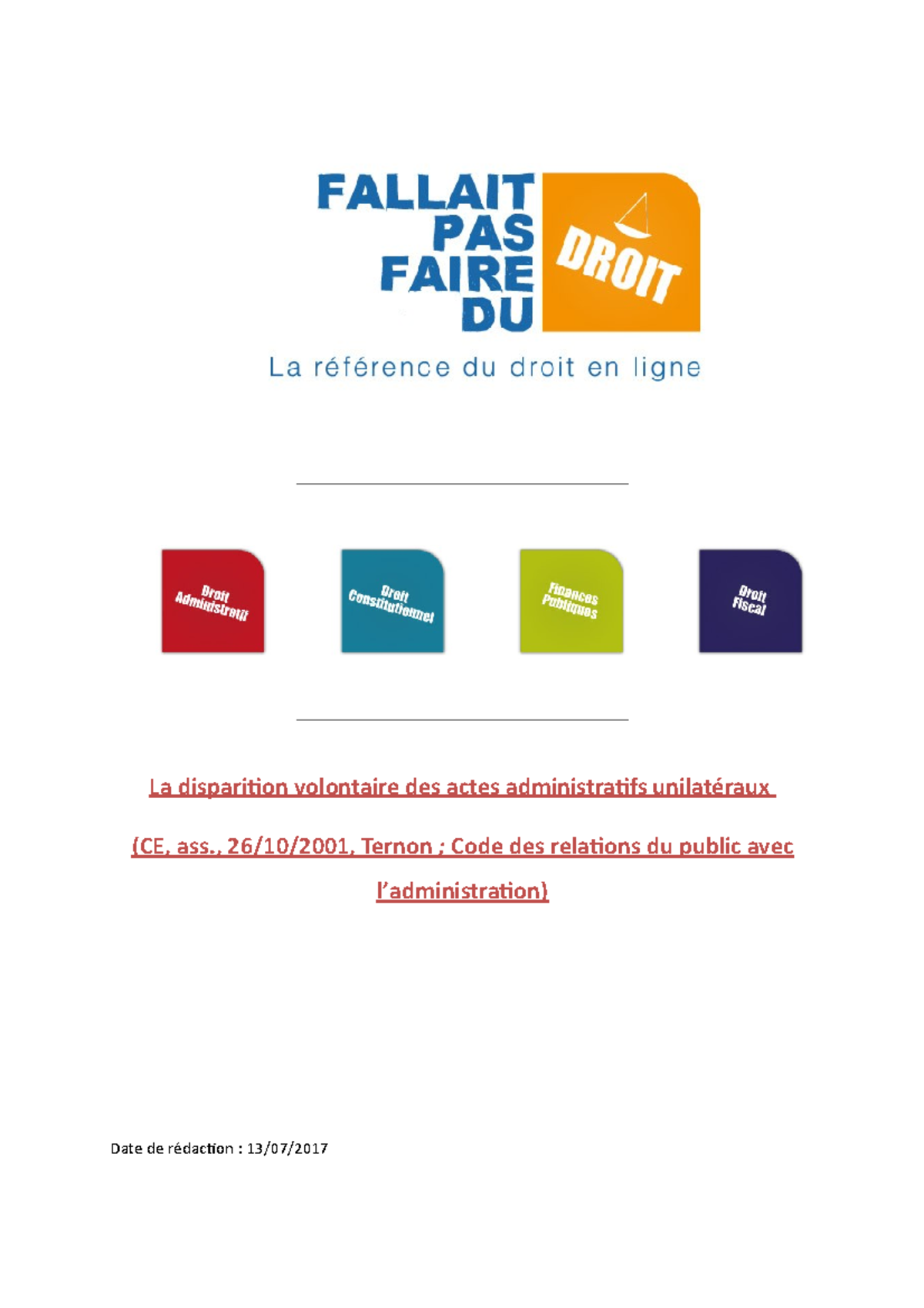 La Sortie De Vigueur Des Actes Administratifs Unilatéraux Disparition Actes administratifs unilateraux - Ternon - CRPA - - Studocu