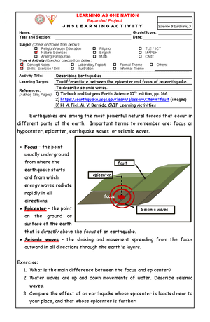 Sci10 LM U1 - Learner's Module - DEPED COPY i 10 Science Department of ...