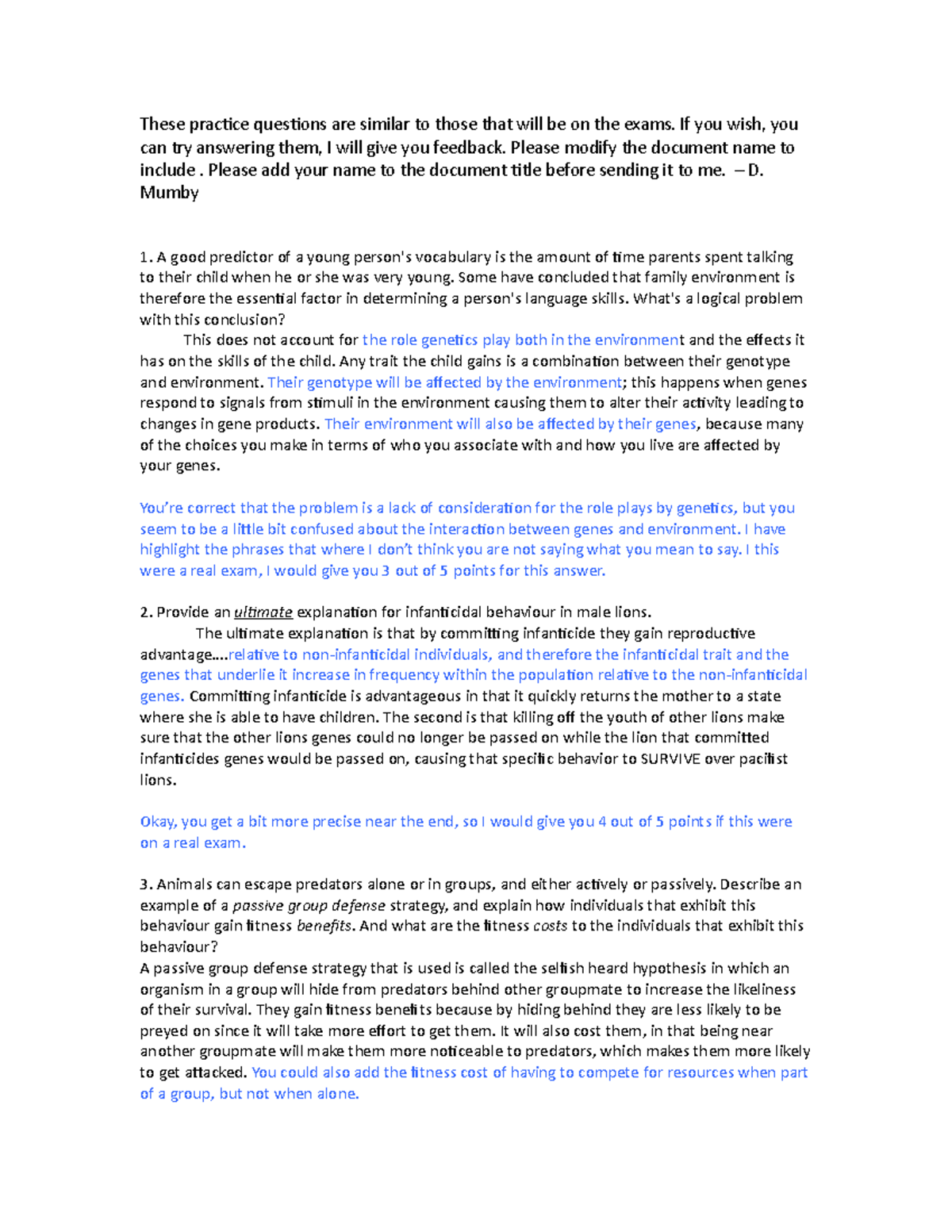 Student #2 sample questions - These practice questions are similar to ...