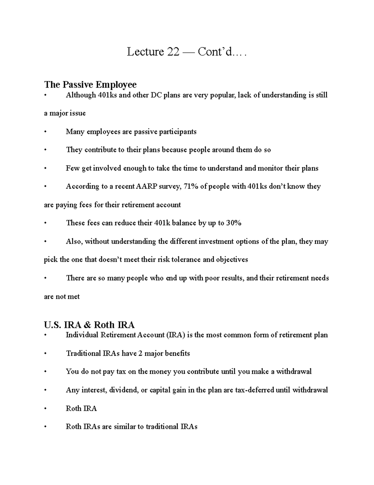 Lecture 22 Lecture 22 — Cont’d.... The Passive Employee Although