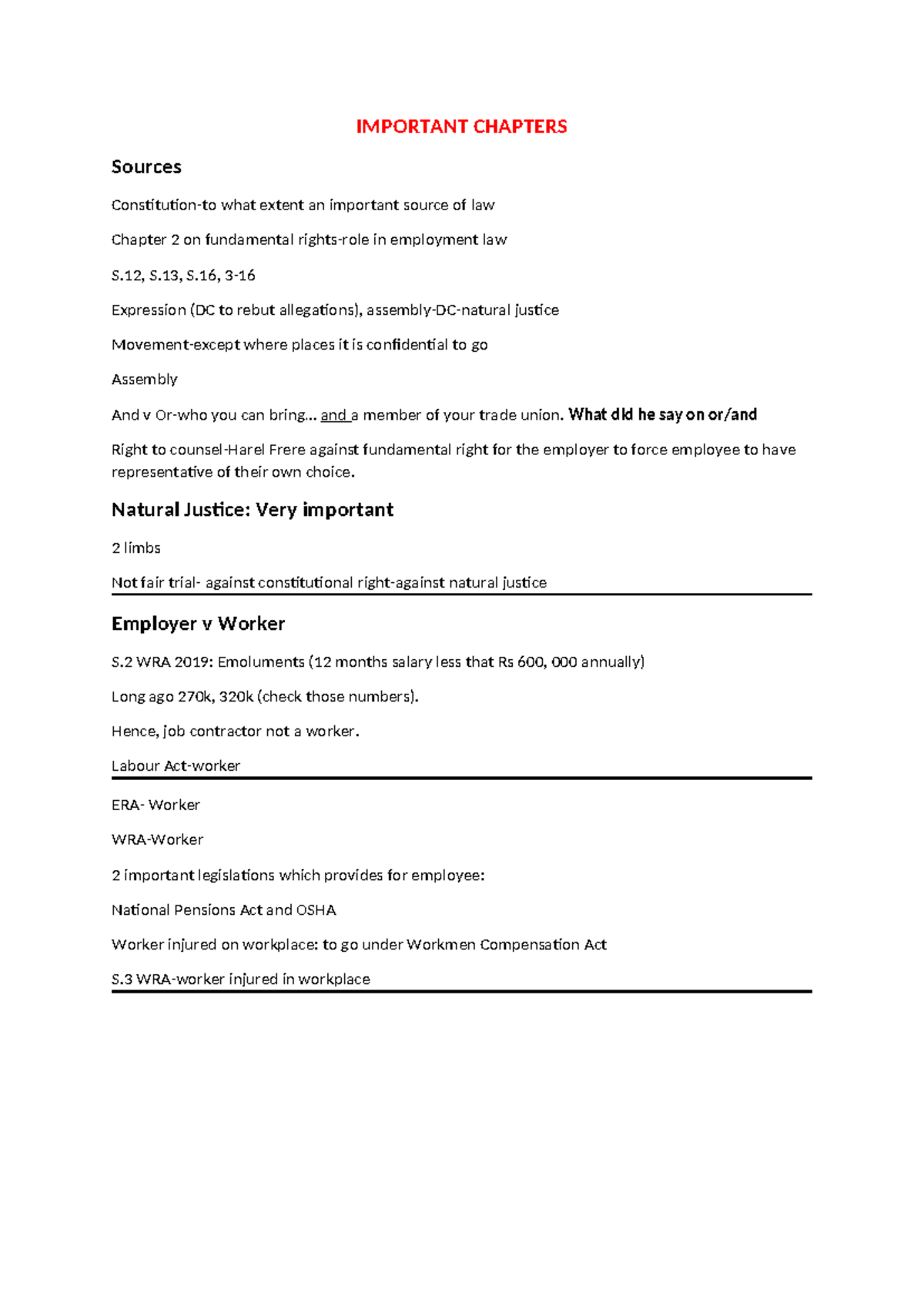 Important chapters IMPORTANT CHAPTERS Sources Constitutionto what