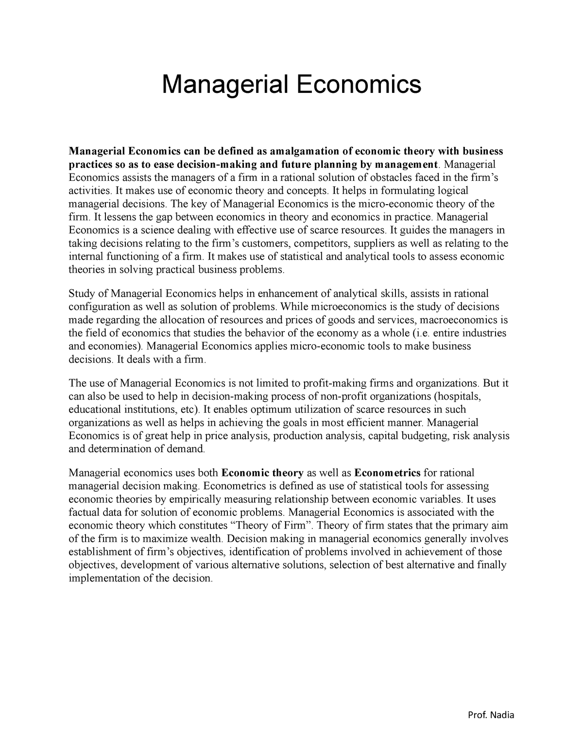 managerial economics article review
