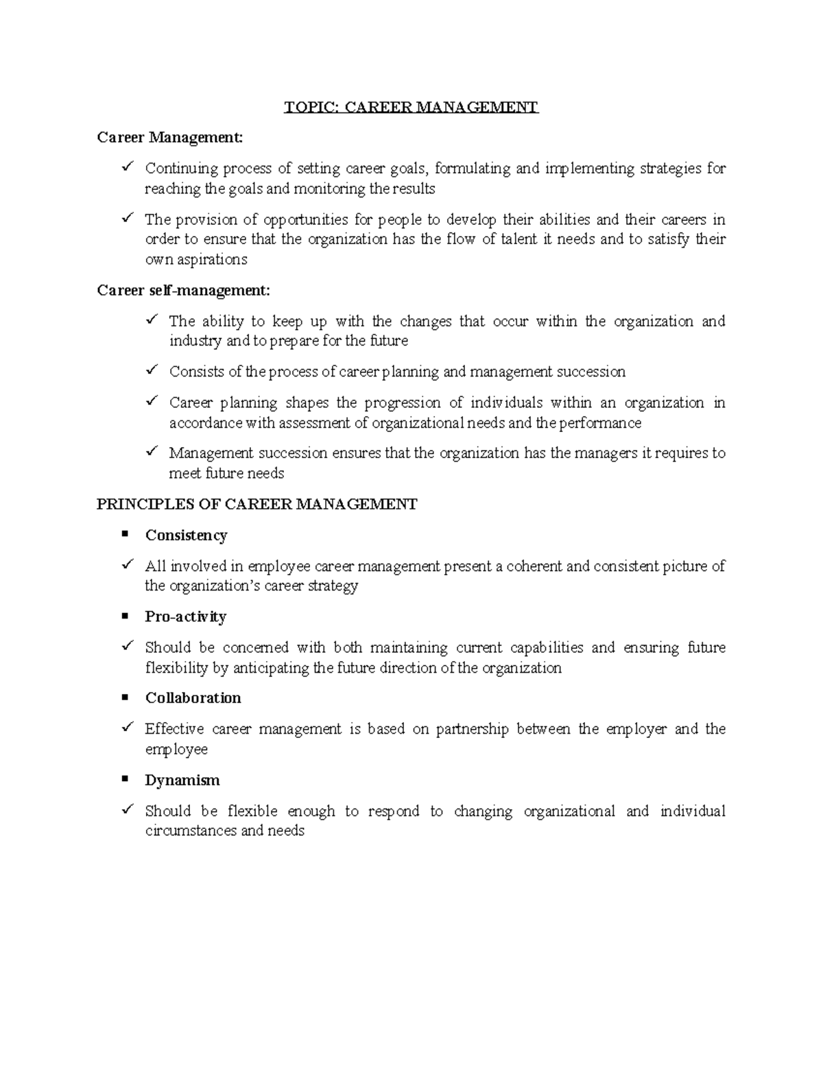 Topic FIVE Career Management-1 - TOPIC: CAREER MANAGEMENT Career ...