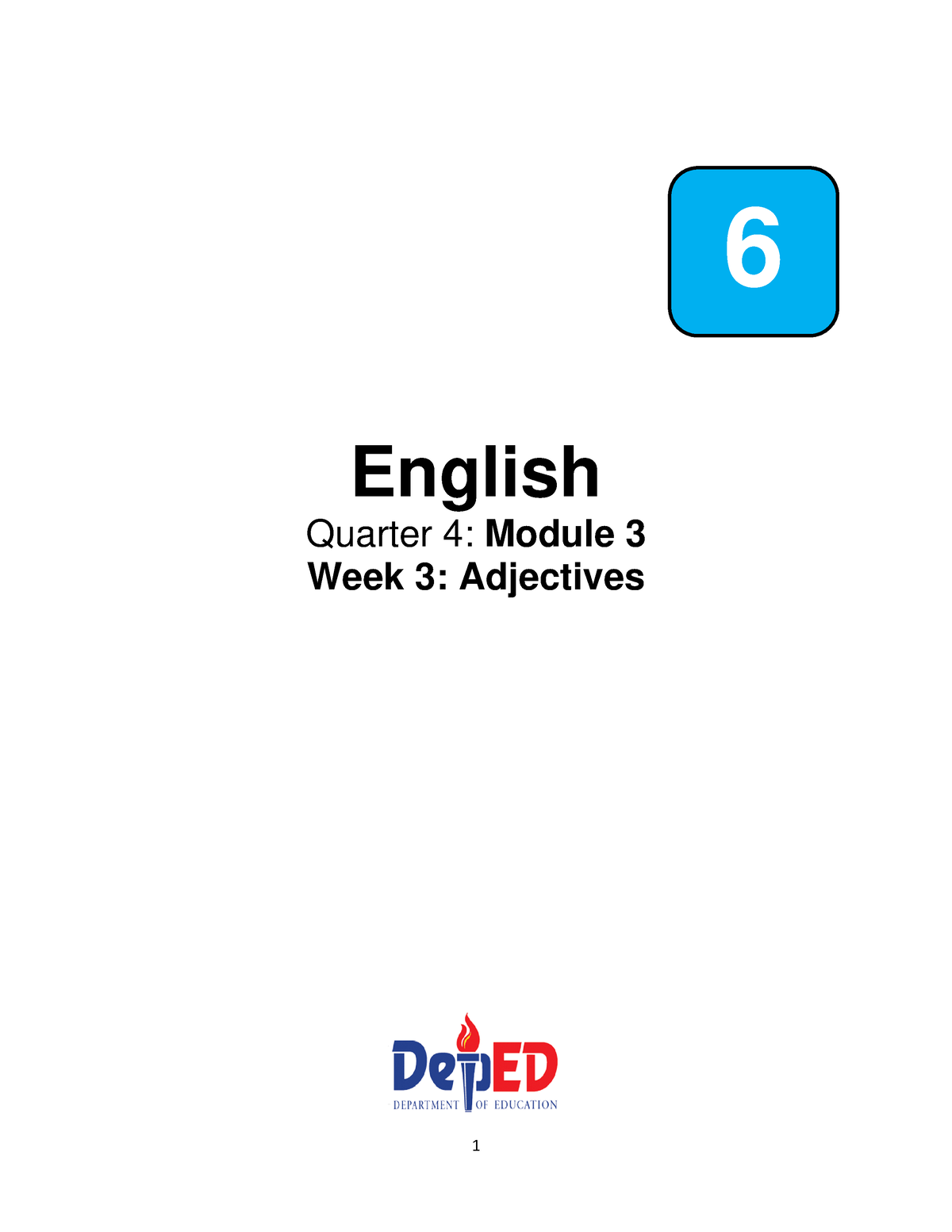 English 6 Q4 Module 3 6 English Quarter 4 Module 3 Week 3 Adjectives Day 1 What I Knowpre 4611