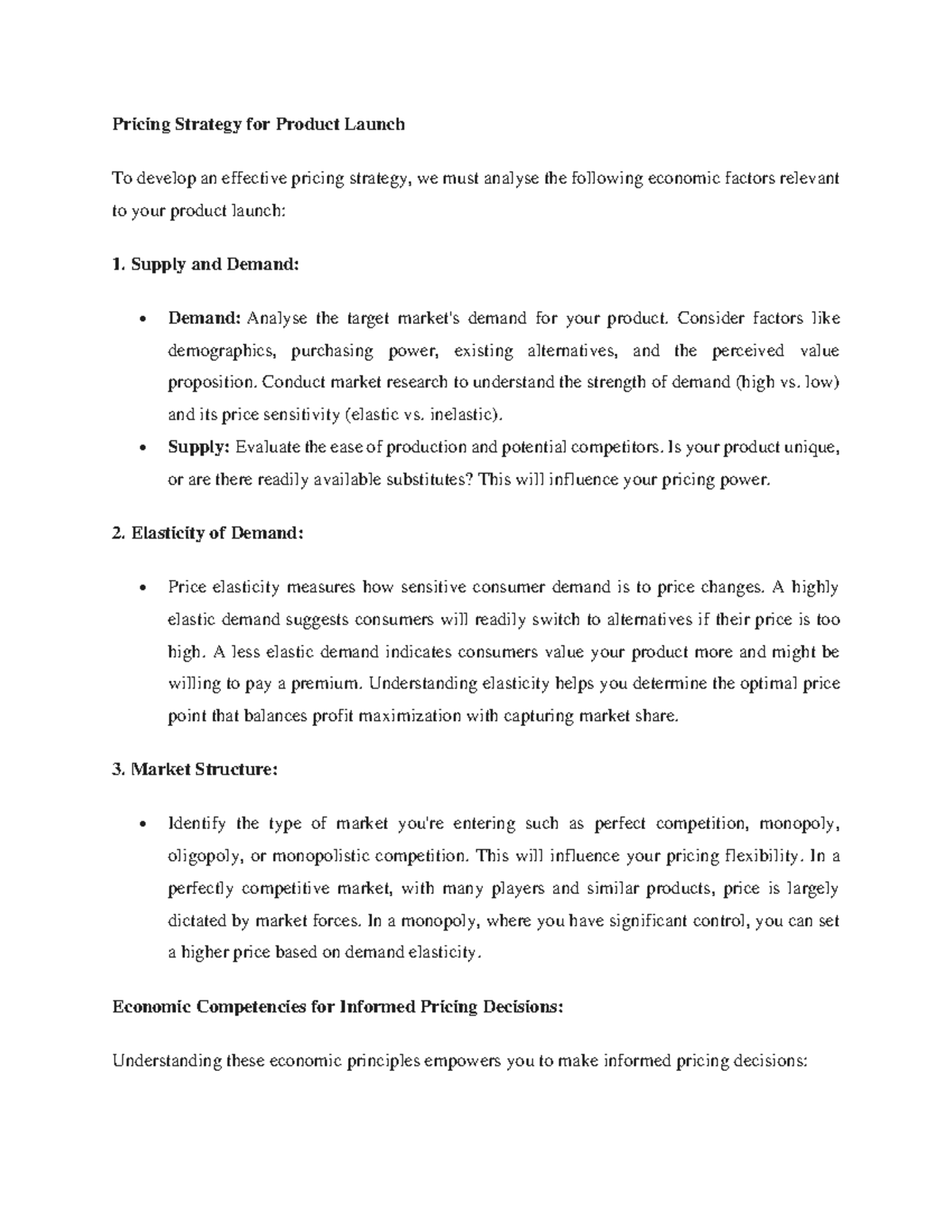 Pricing Strategy for Product Launch - Consider factors like ...