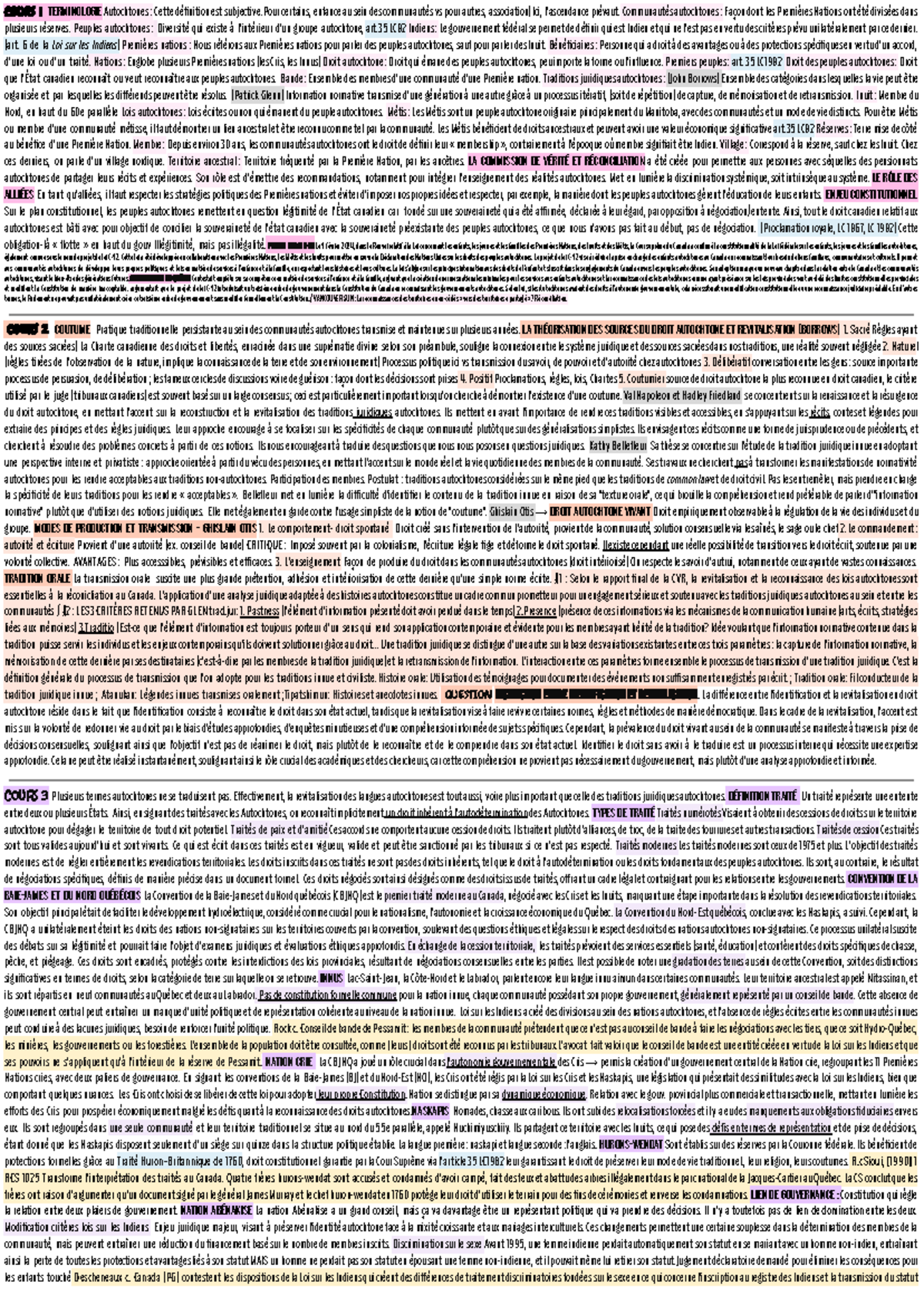 Feuille de notes - Examen de relais - Droit des peuples autochtones ...