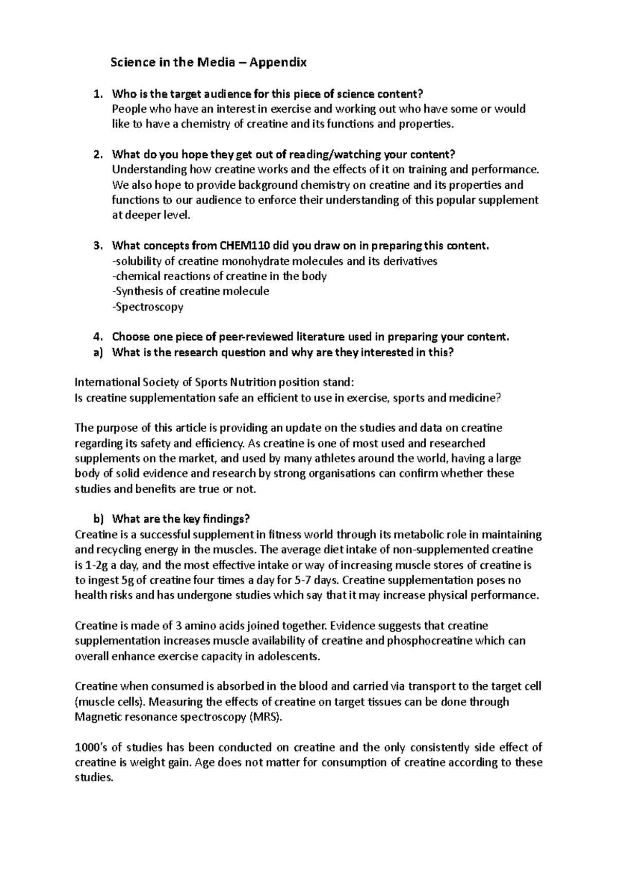 Si M Assignement Appendix and References - Science in the Media ...