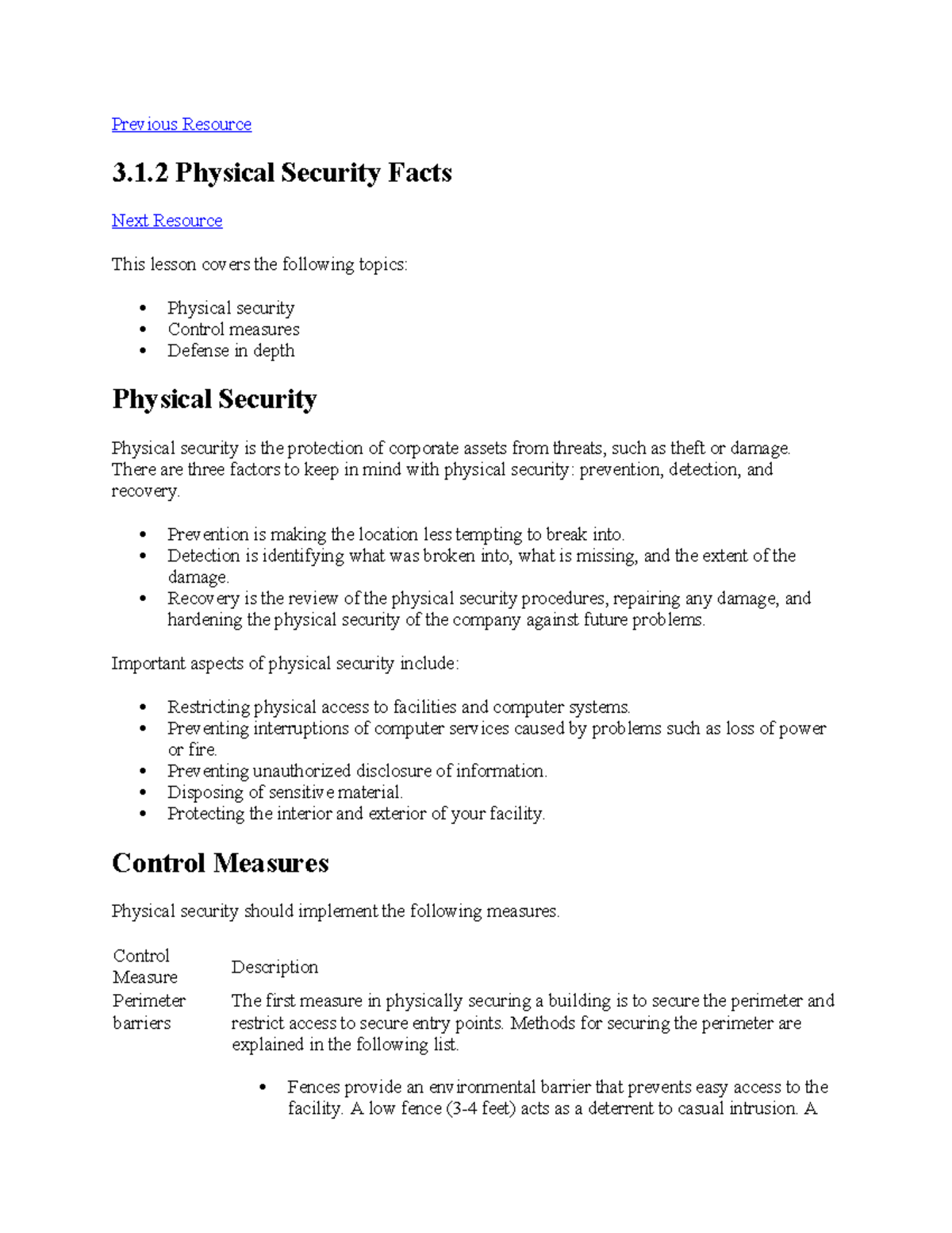 3.1.2 Physical Security Facts - Previous Resource 3.1 Physical Security ...