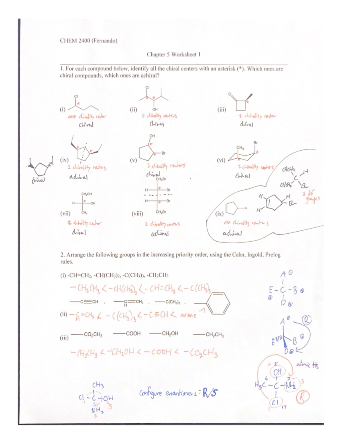 Chapter 5 Worksheet 1 - CHEM2211 - Studocu