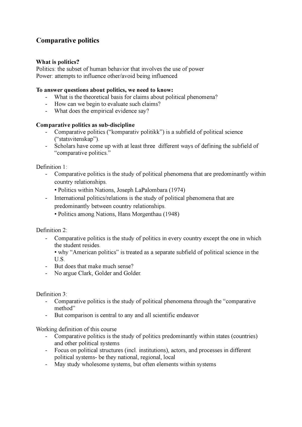 thesis for comparative politics