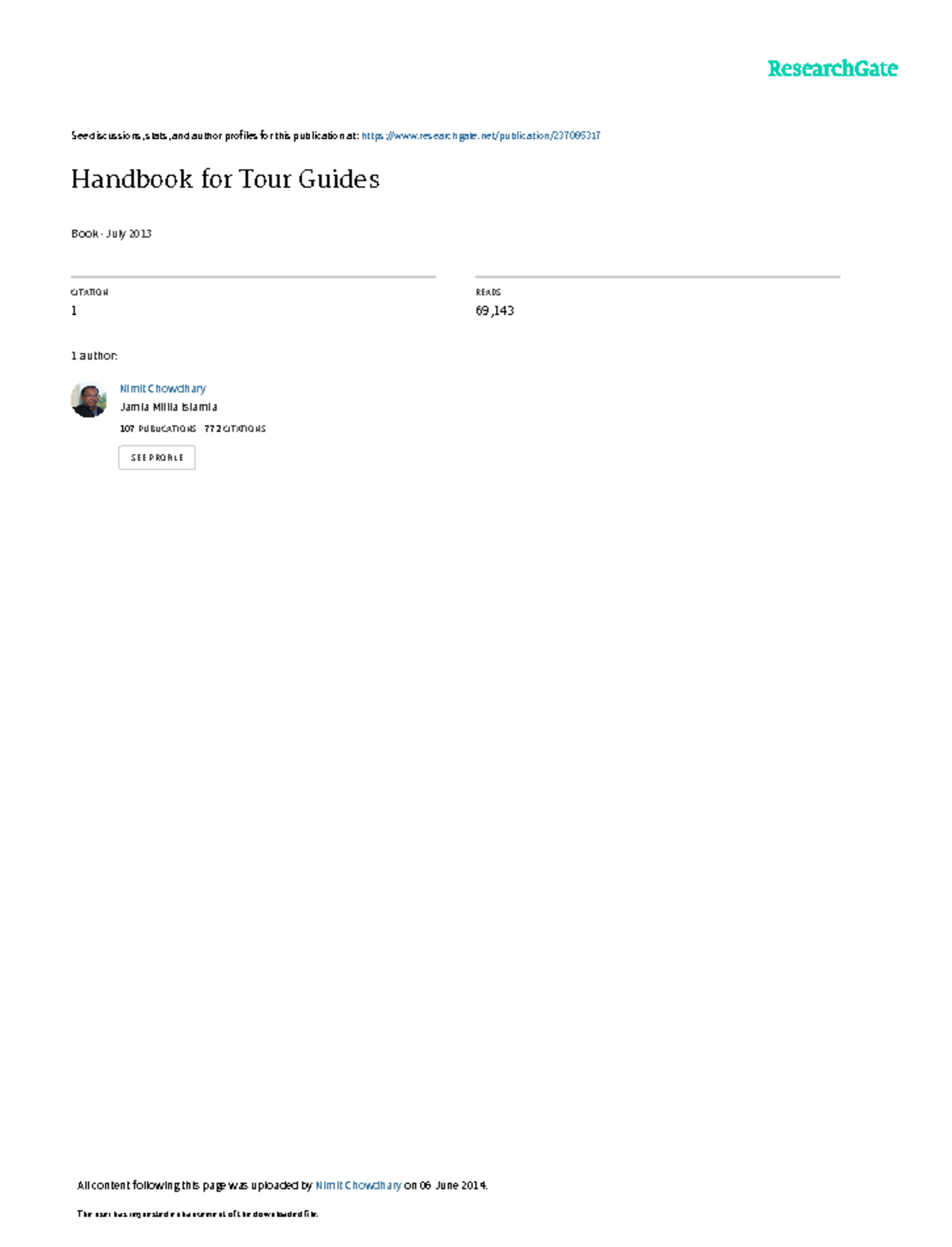 Brochure Handbookfor Tour Guides - See discussions, stats, and author ...