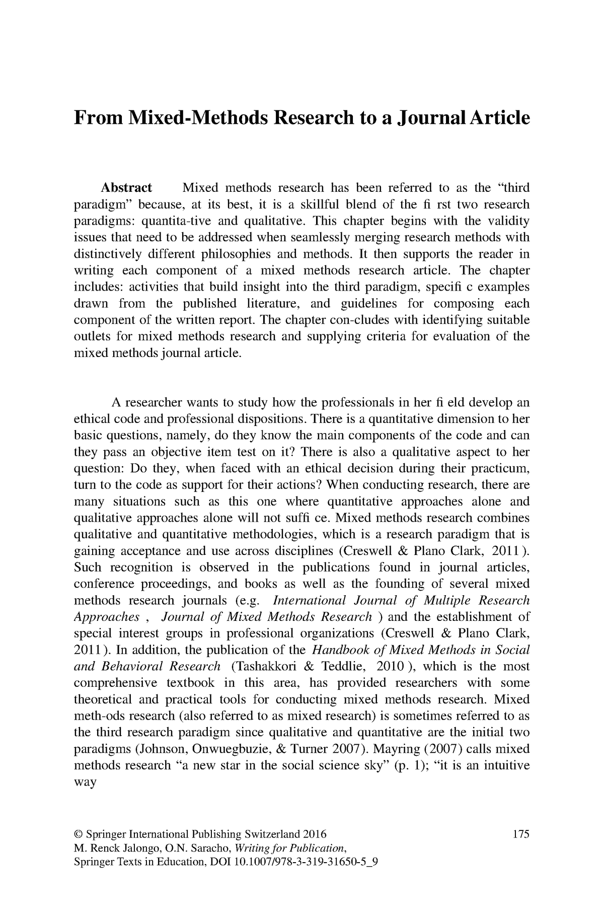 journal articles on mixed methods research