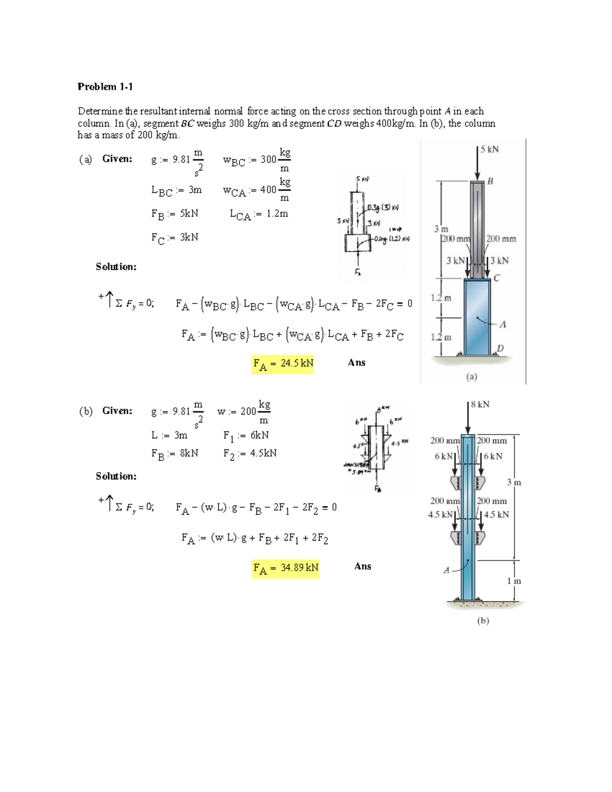 Soluções Resistência dos Materiais Hibbeler 7ª edição-2 - Problem 1 ...