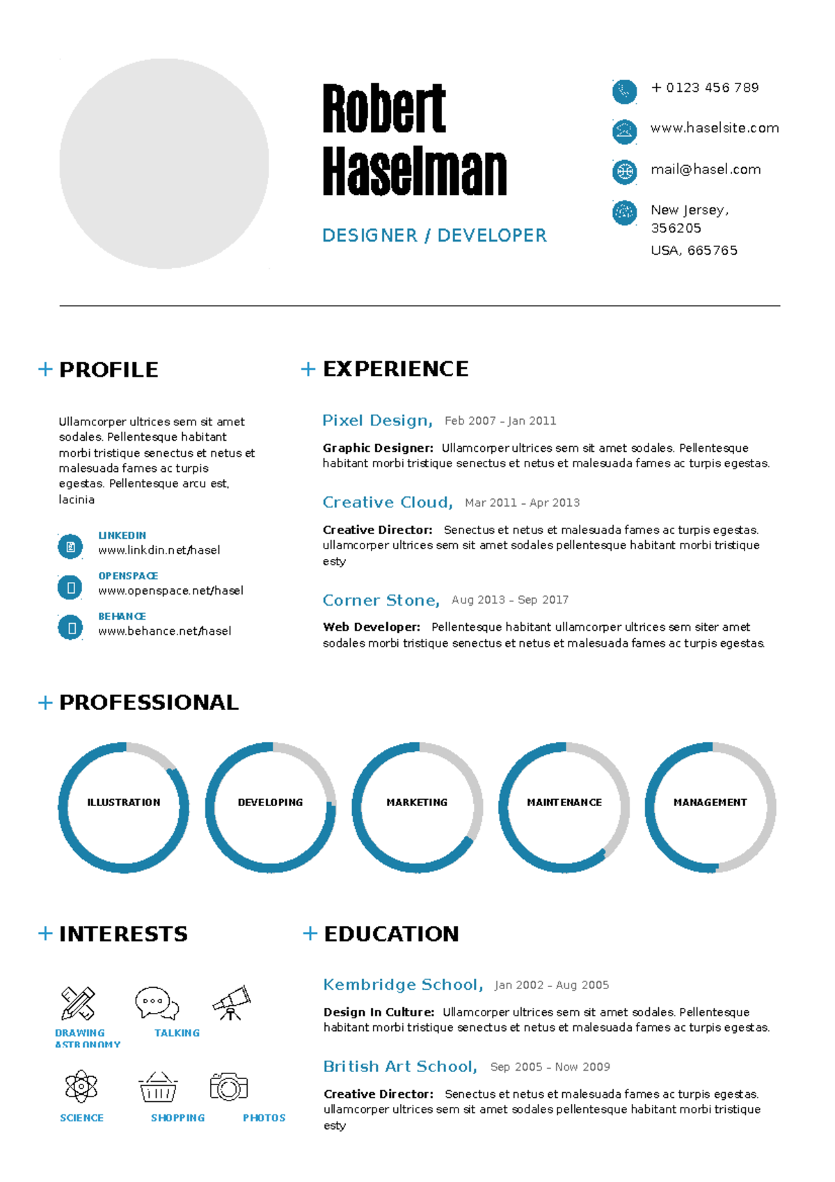 Resume white a4 template - ILLUSTRATION DEVELOPING MARKETING ...