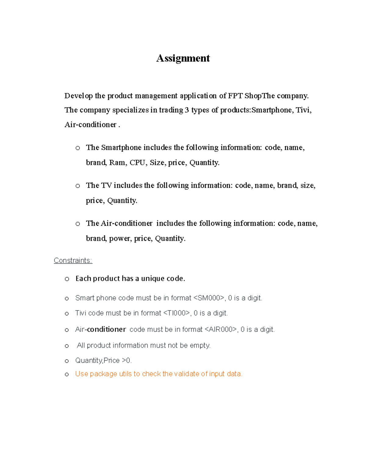 Assignment - Assignment Develop the product management application of ...