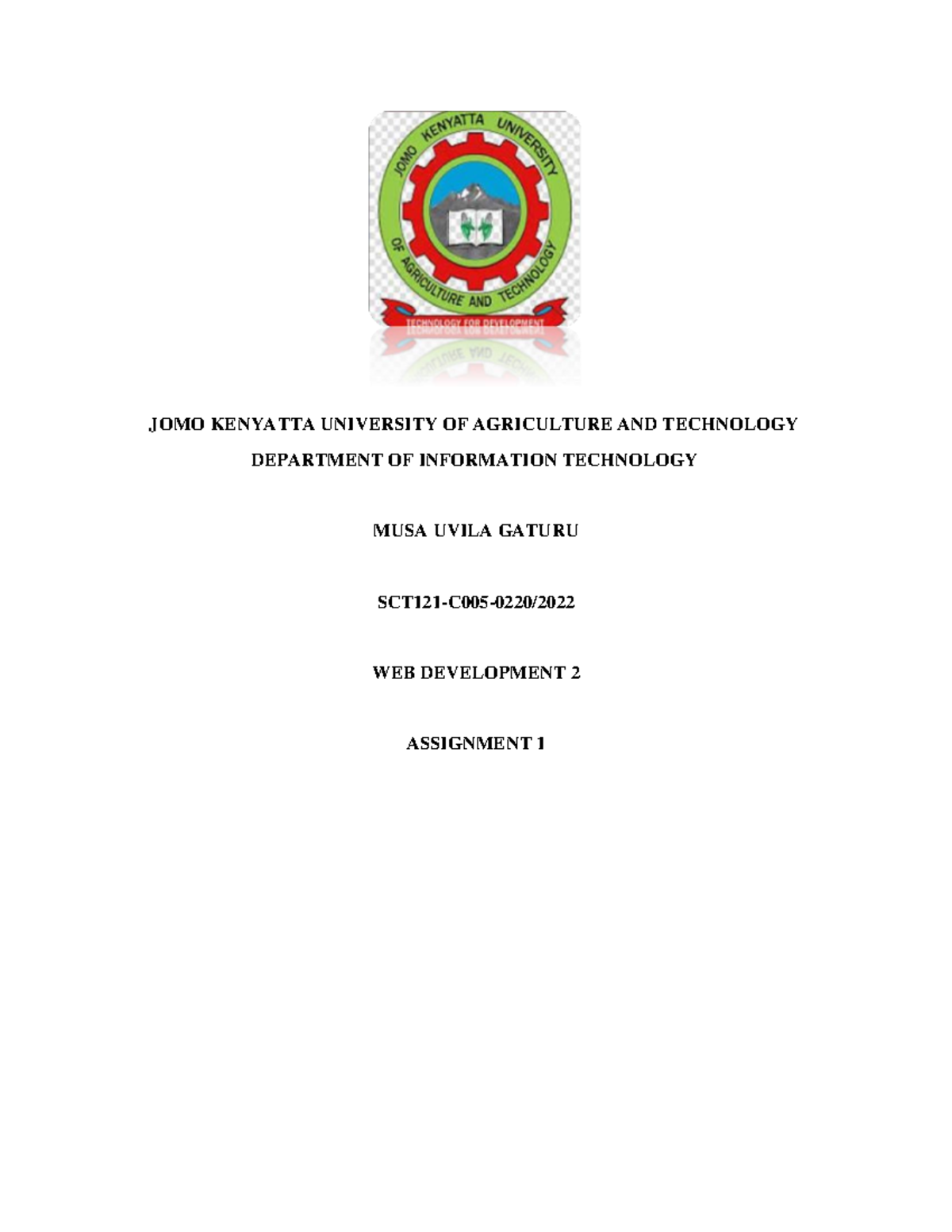 Musa assignment - JOMO KENYATTA UNIVERSITY OF AGRICULTURE AND ...