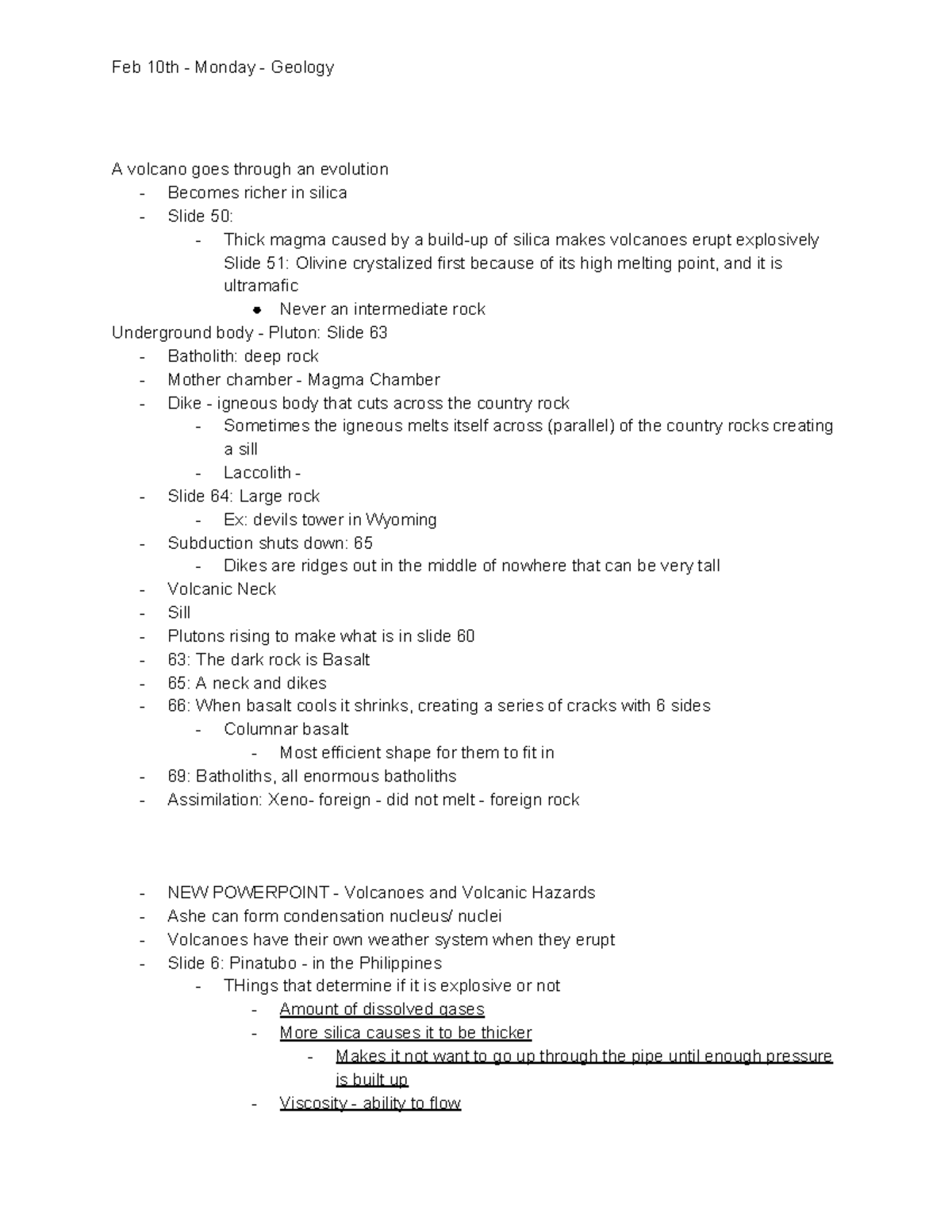 Volcano - notes - Feb 10th - Monday - Geology A volcano goes through an ...