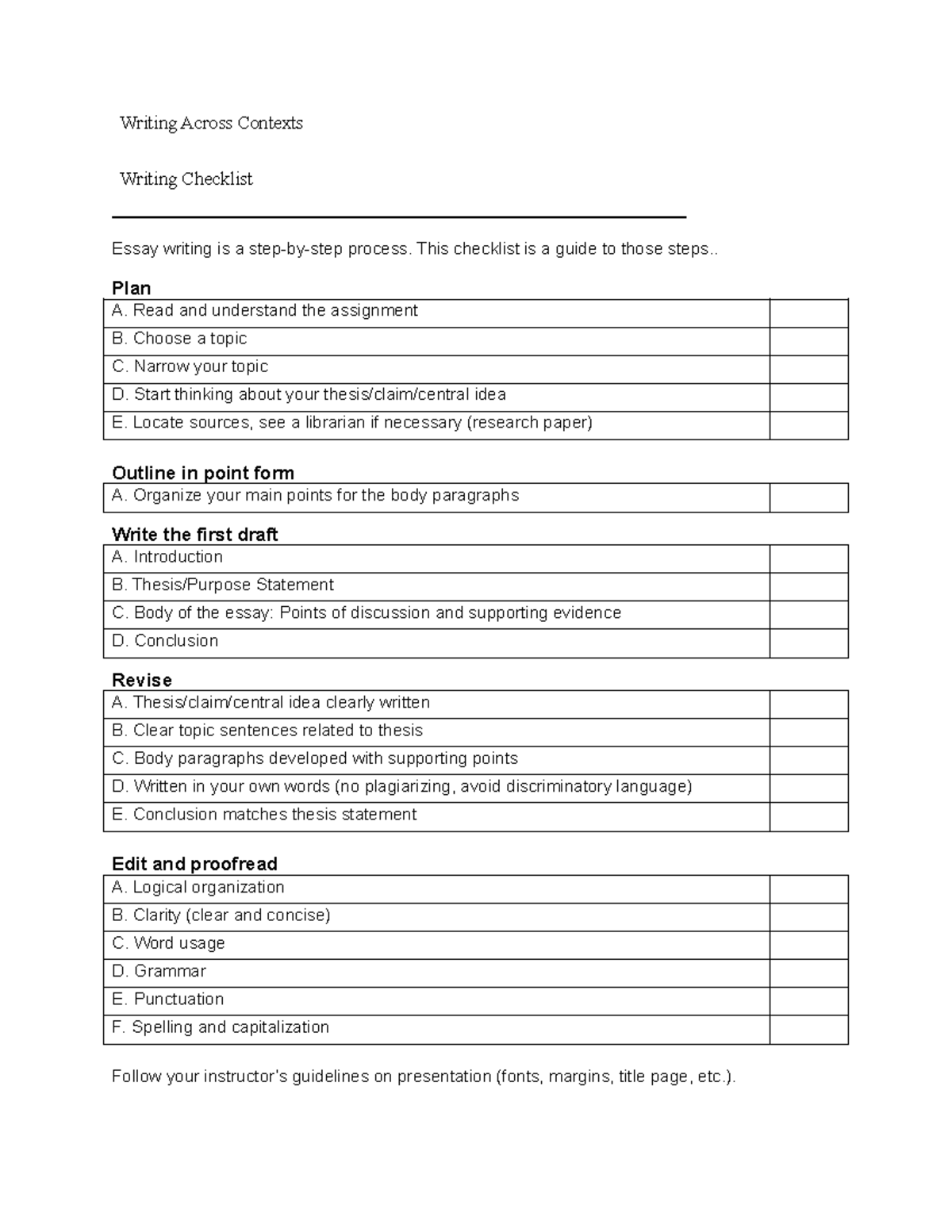 writing-checklist-writing-across-contexts-writing-checklist-essay