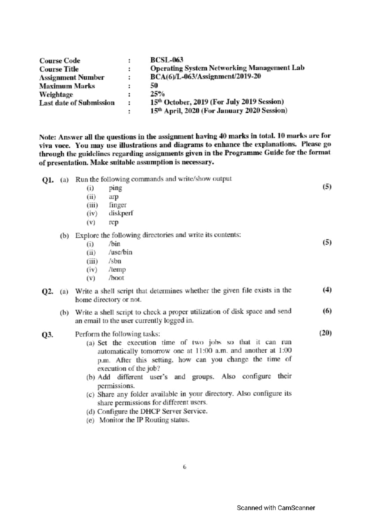 Bcsl063 Bca 6th Sam Solved Assignment - Operating System Concepts - Studocu