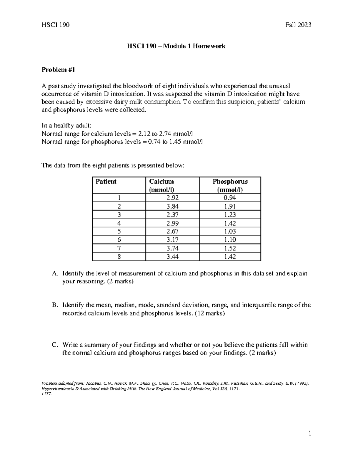 Module 01 Homework Assignment - HSCI 190 Fall 2023 1 HSCI 190 – Module ...