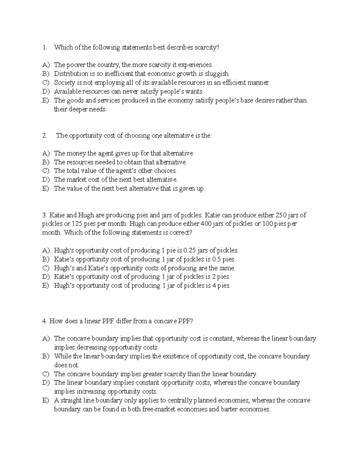 ECON 201 - Midterms 1 And 2 Practice Questions - Which Of The Following ...