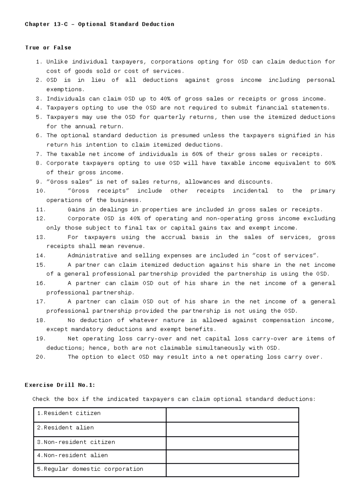 Income Tax Banggawan 2019 Ch13c Answer Key - True Or False Unlike ...