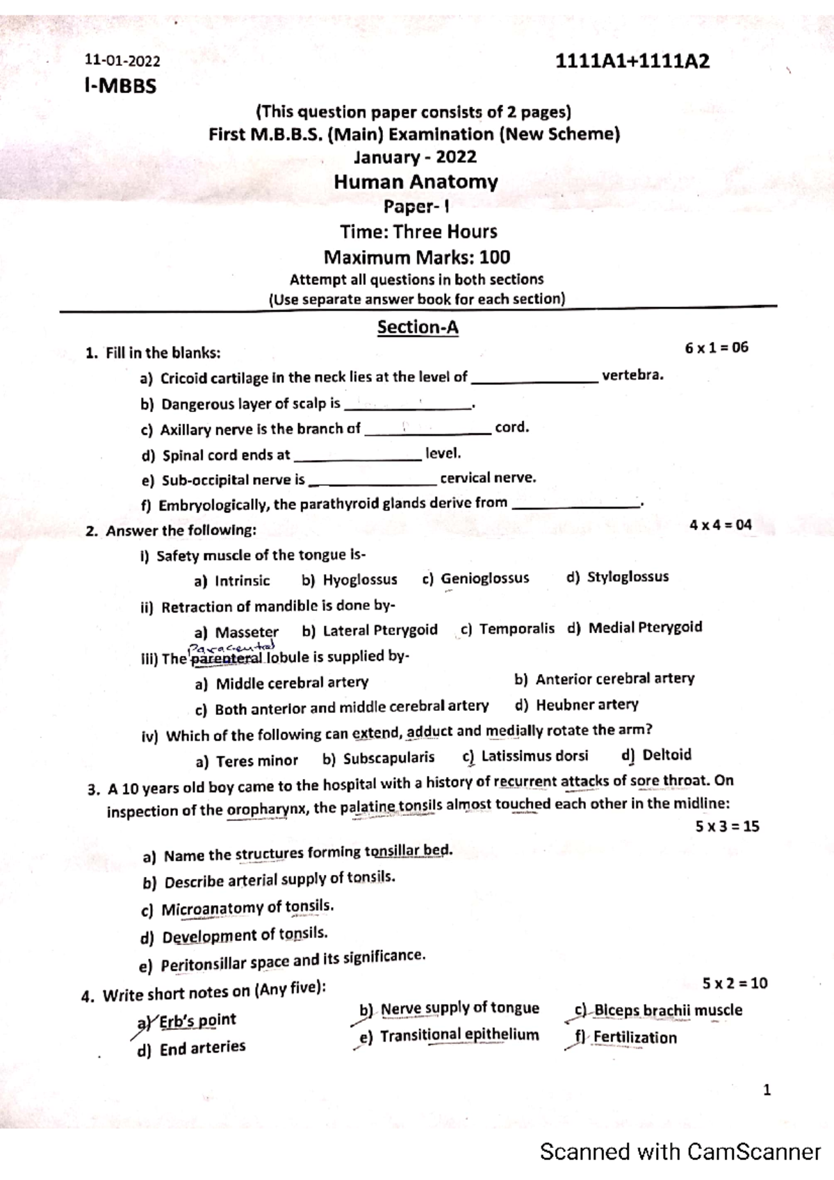 First year pyq paper (jan 2022) ye 020 batch ke he - Bachleor of ...