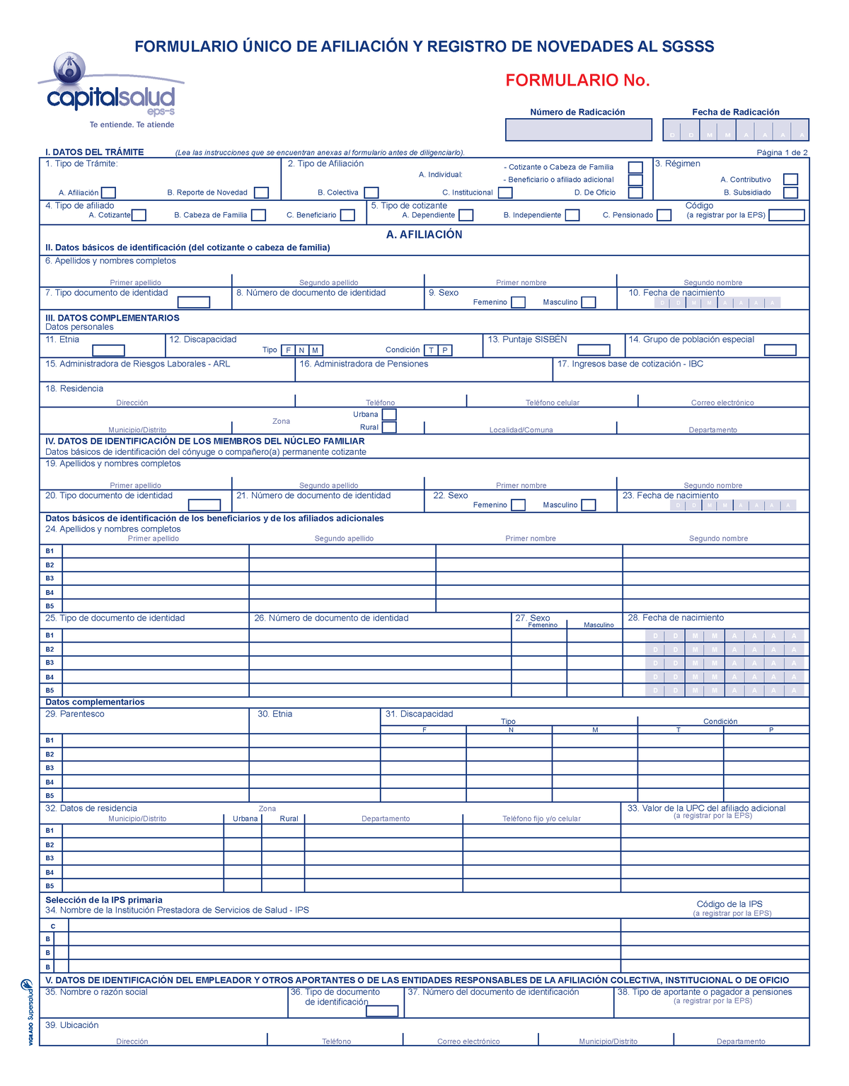 Capital Salud - Formulario - D D M M A A A A Te Entiende. Te Atiende ...
