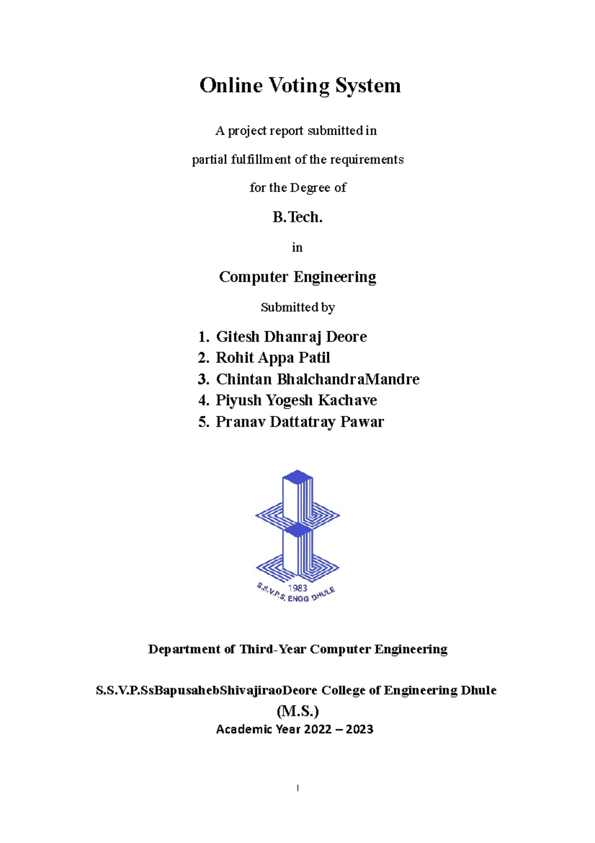 E Voting 1pdf - Online Voting System A project report submitted in ...