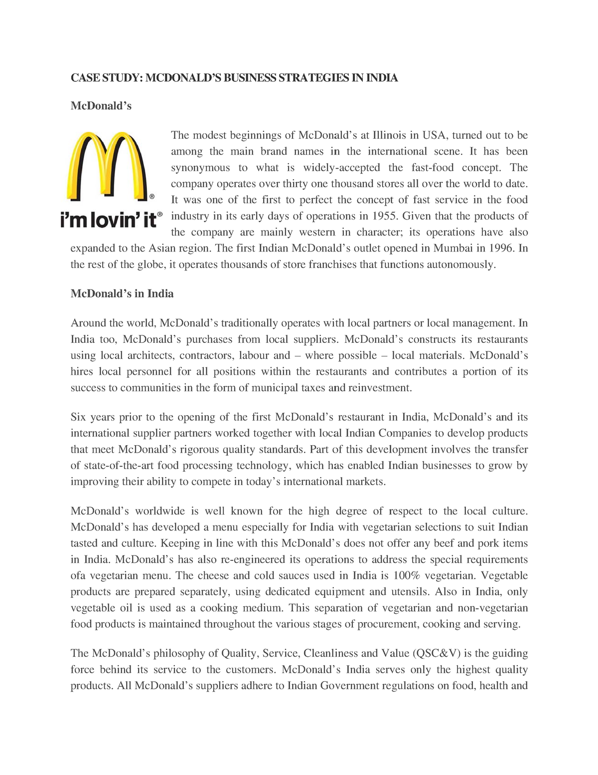 mcdonald's failure in india case study