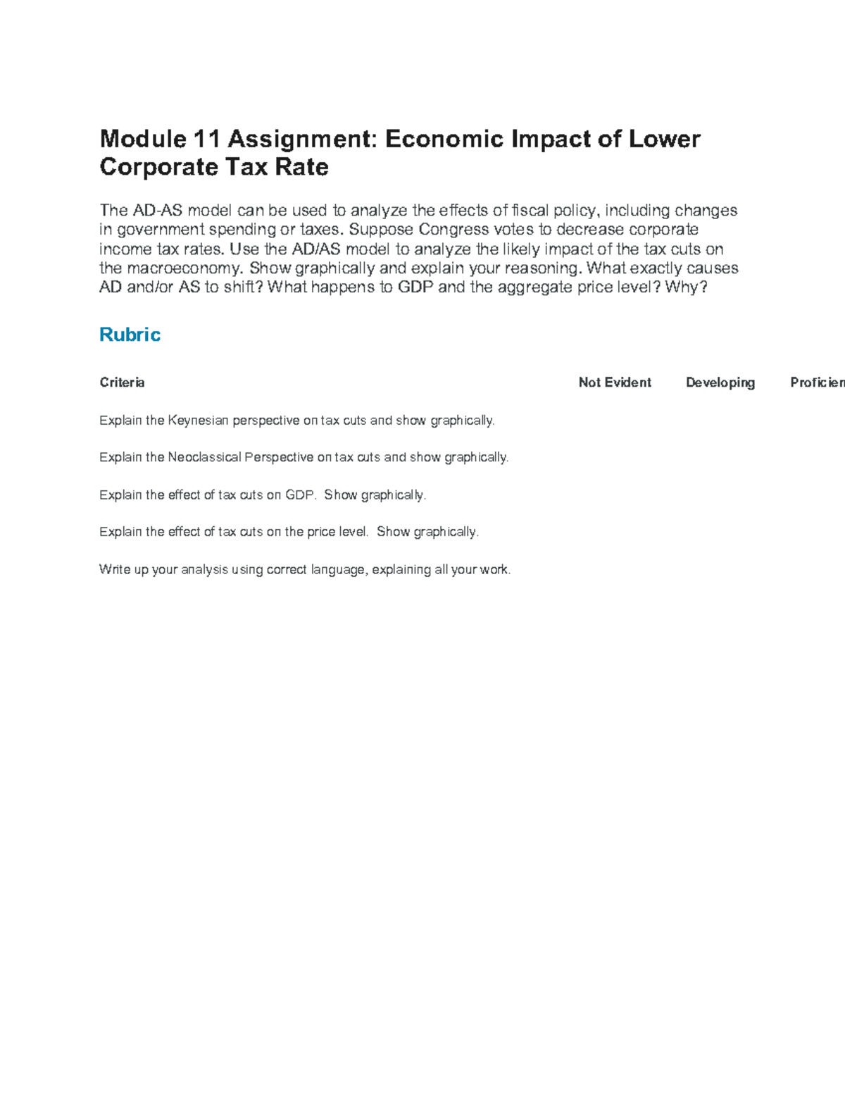 Module 11 Assignment - Module 11 Assignment: Economic Impact of Lower ...