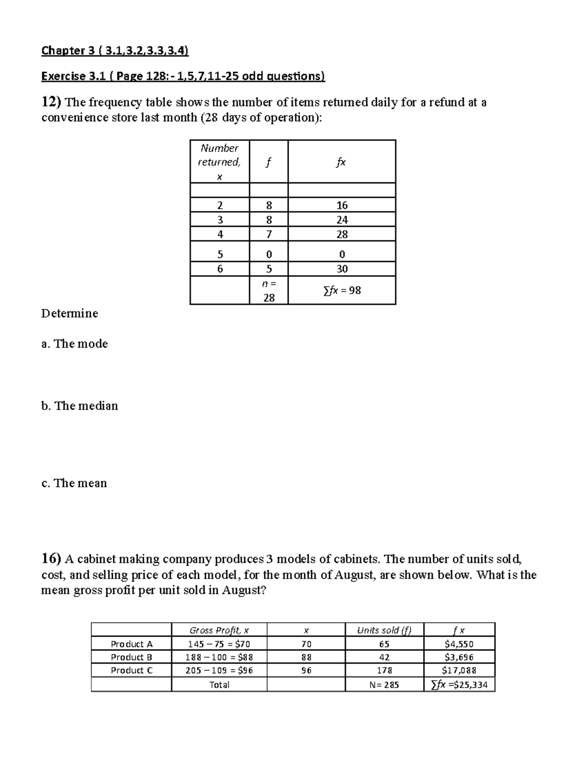 Chapter 3 ( 3.1,3.2,3.3,3.4) - Chapter 3 ( 3,3,3,3) Exercise 3 ( Page ...