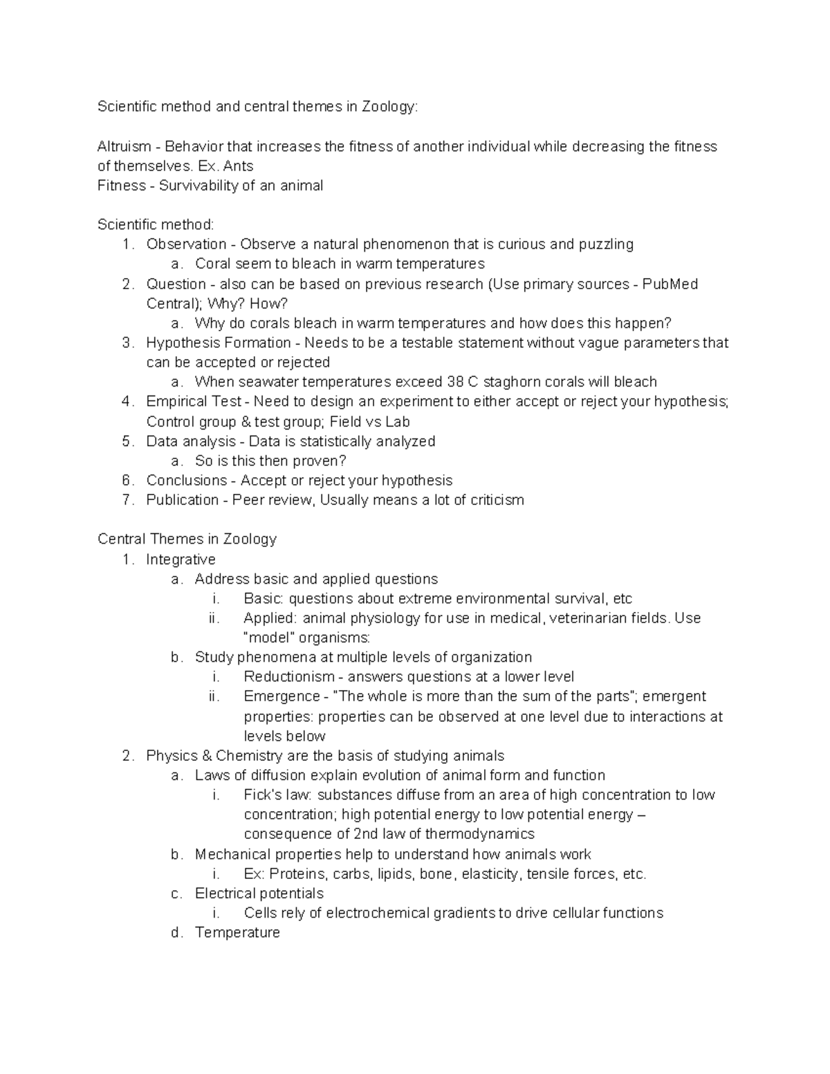 Bio 110 - All of the contetnt up to Midterm. - Scientific method and ...