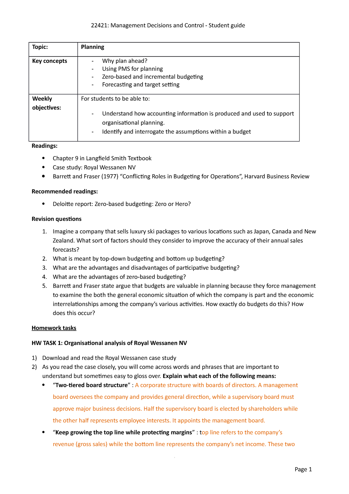 MDaC Week 6 tutorial - Topic: Planning Key concepts - Why plan ahead ...