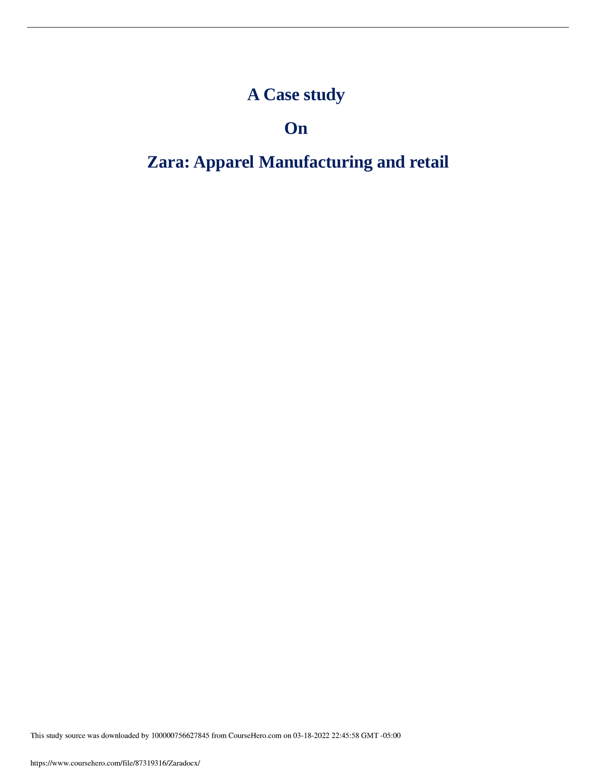 zara apparel manufacturing and retail case study answers