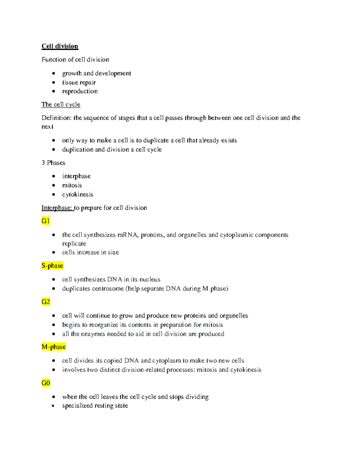 Cell division - Credit to my lecturers. - Cell division Function of ...