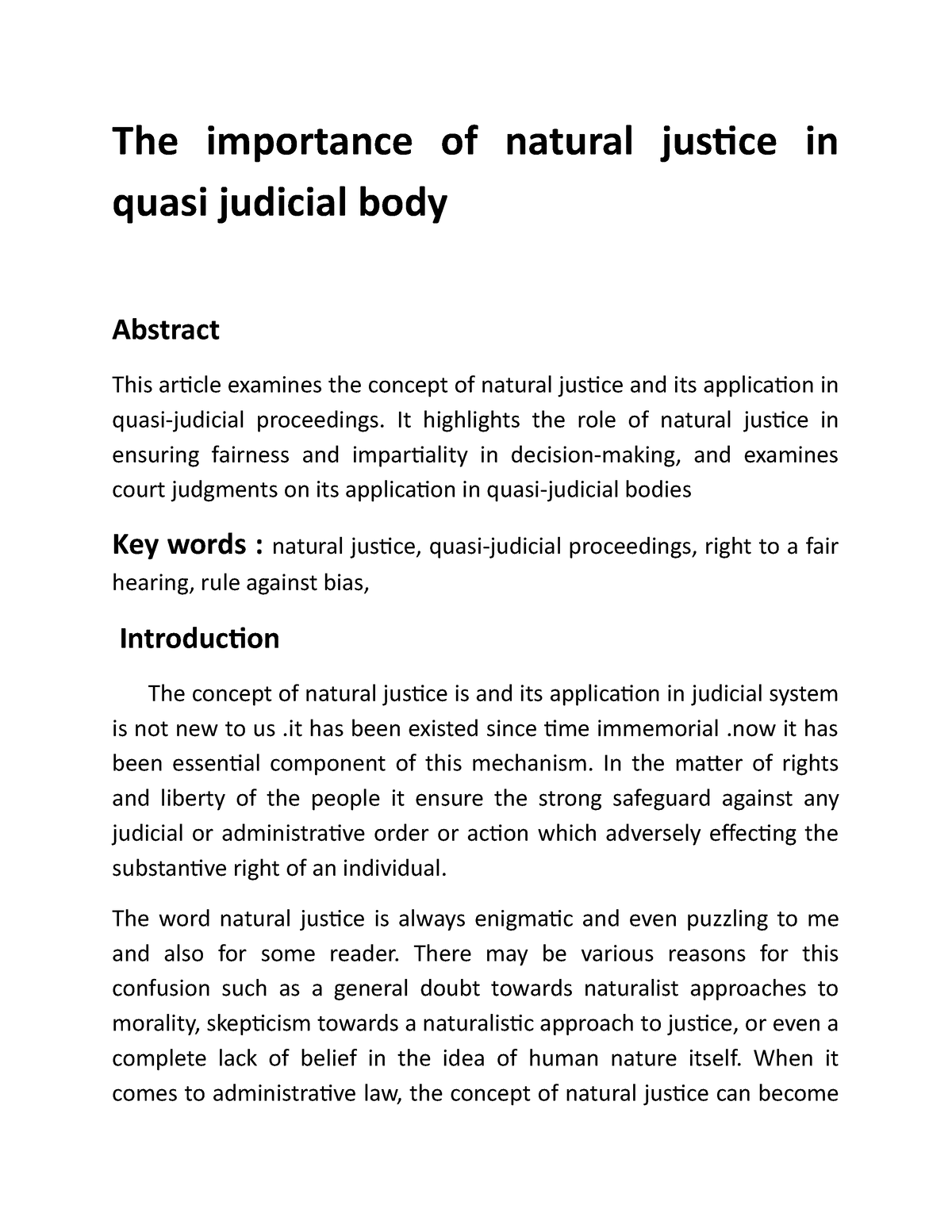 essay on natural justice