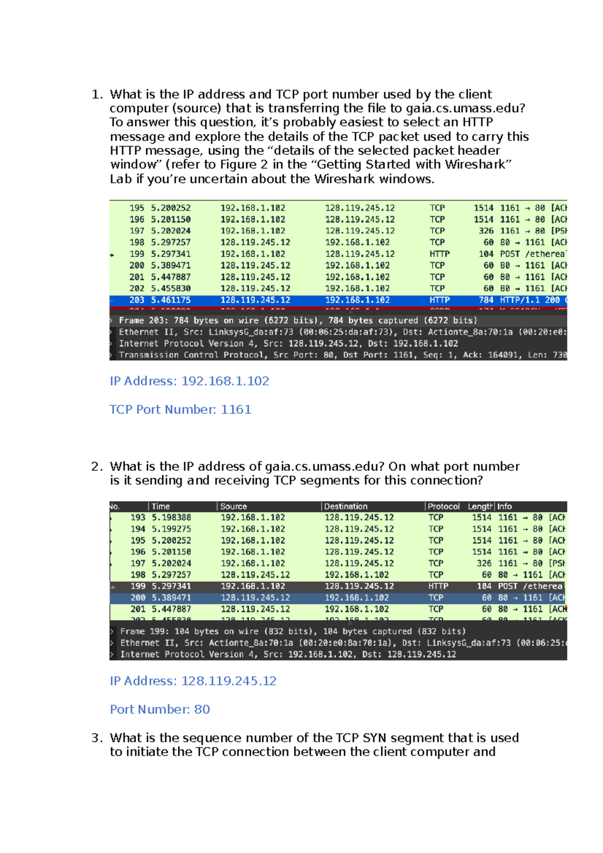 NET. FUN. - LAB 6 - lab work - What is the IP address and TCP port ...