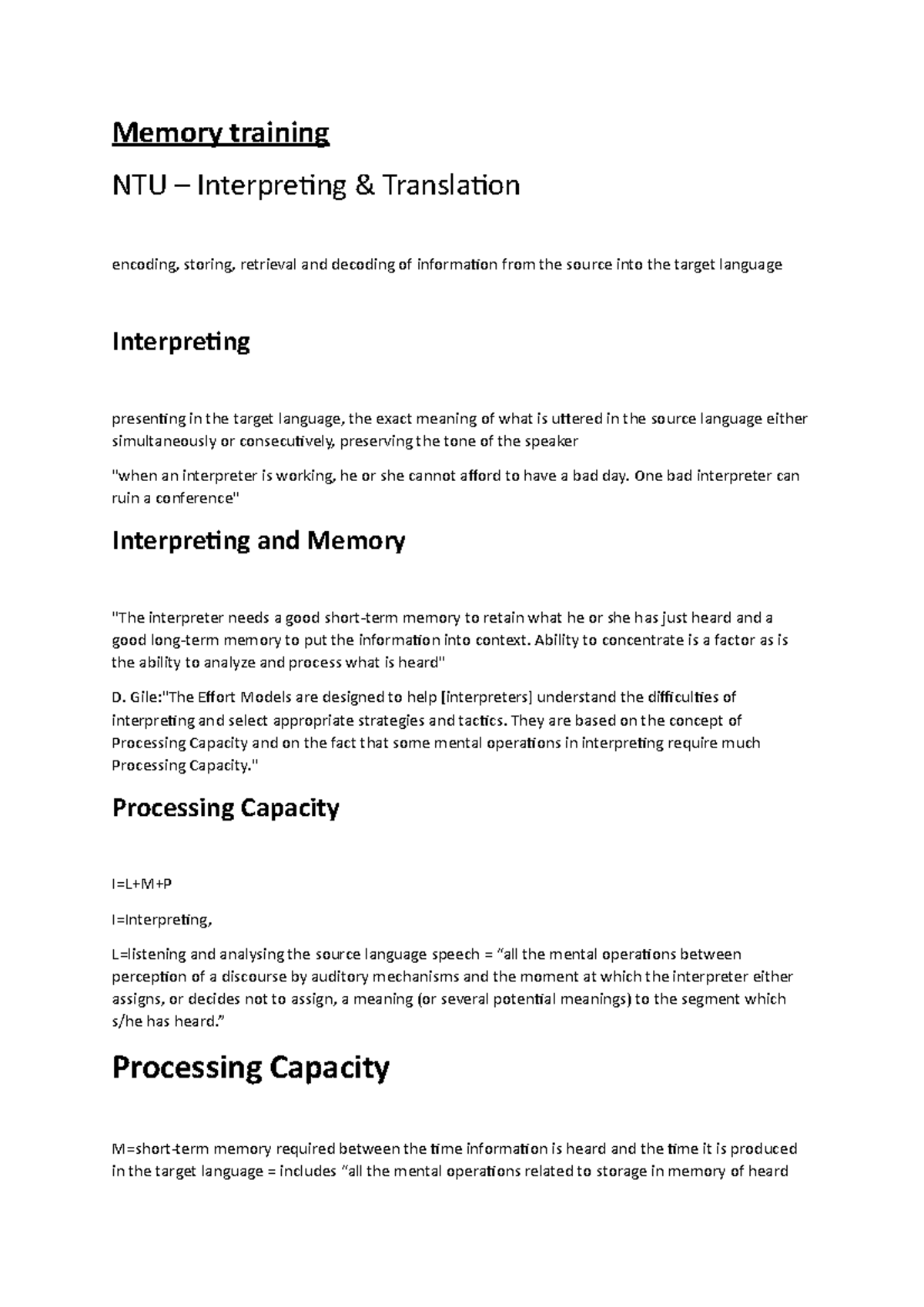 Memory Training - Interpreting - One bad interpreter can ruin a ...