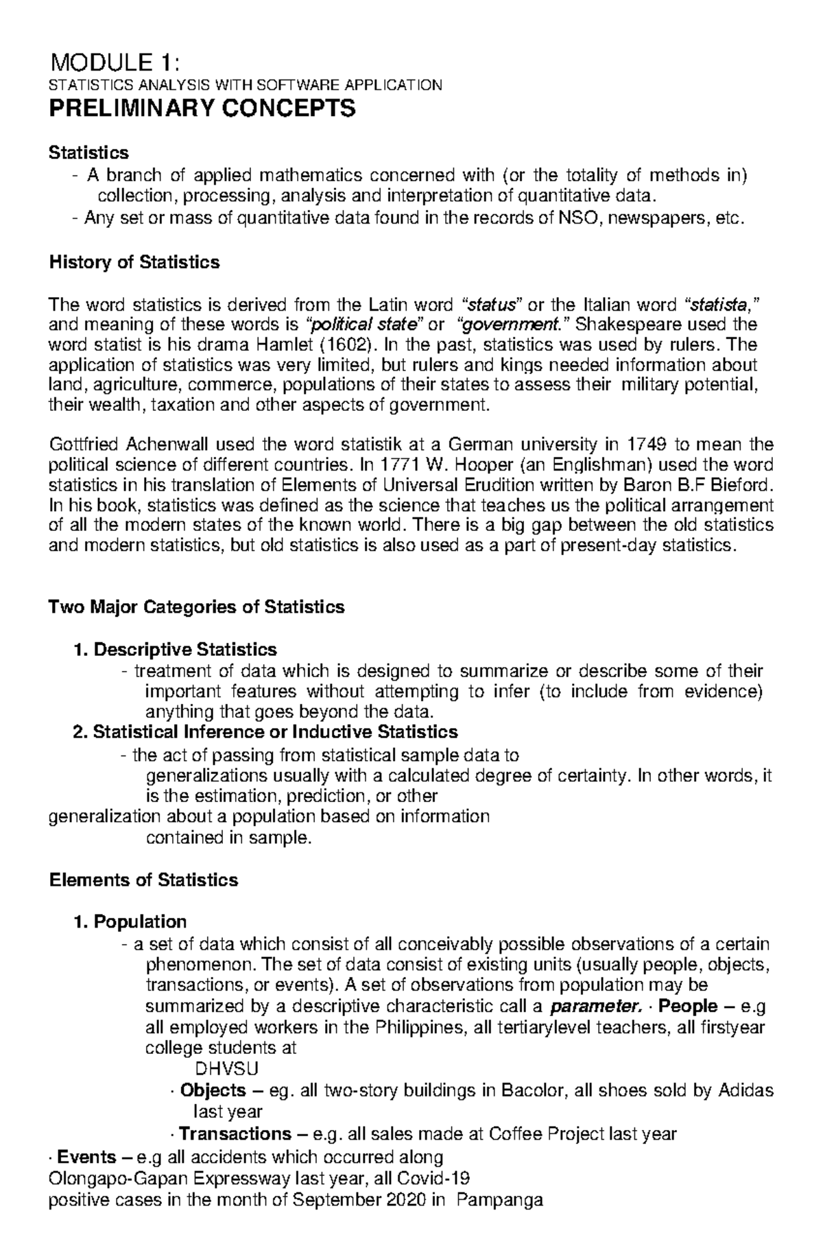 Module-1-7 - Moduleeee - MODULE 1: STATISTICS ANALYSIS WITH SOFTWARE ...