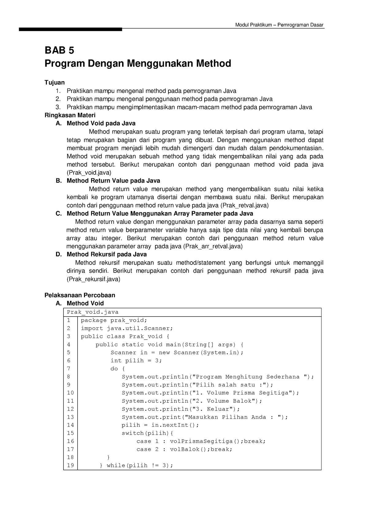 Modul 4 Bab 5 Program Dengan Menggunakan Method - BAB 5 Program Dengan ...