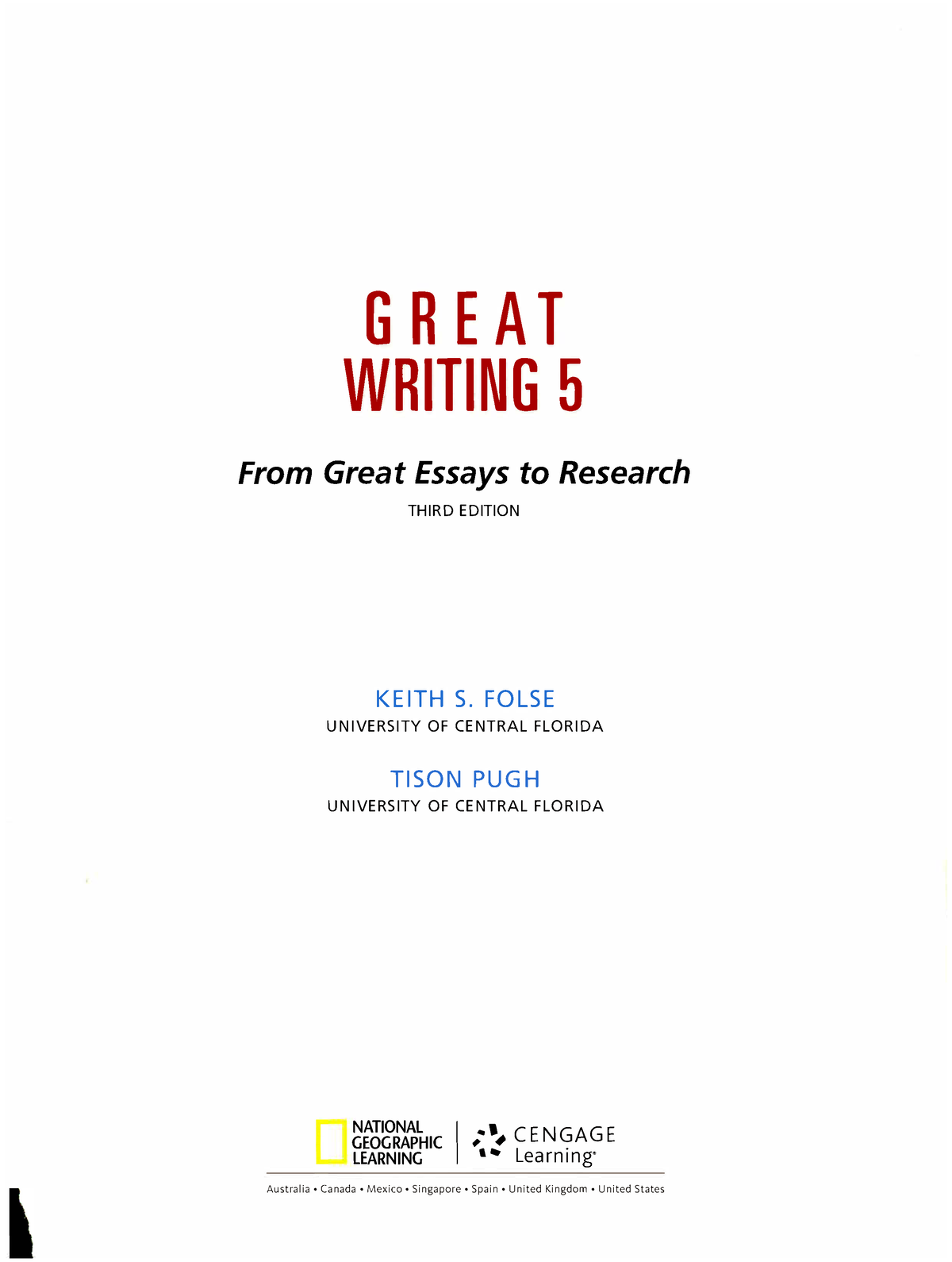 great writing 5 from great essays to research