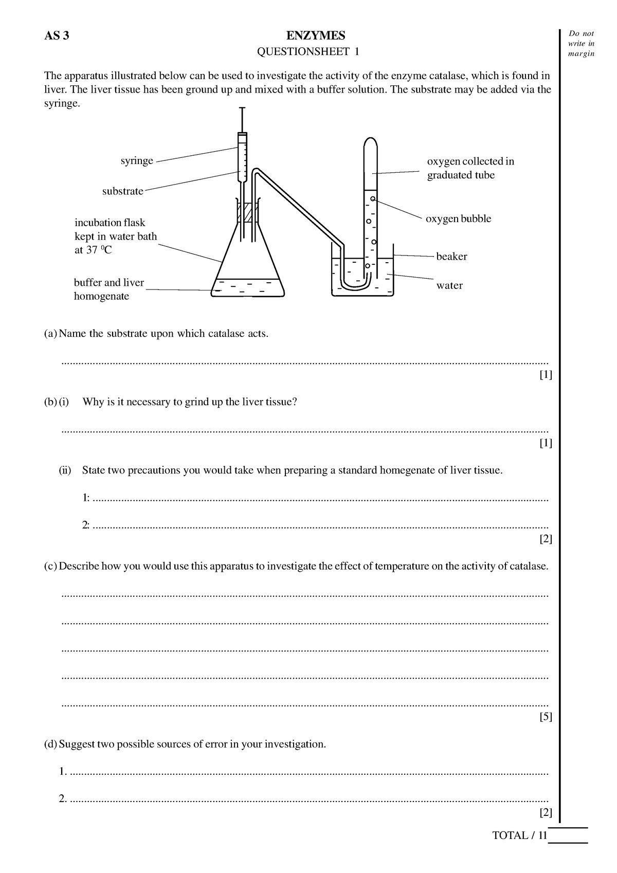 Enzymes - quiz - write inDo not margin The apparatus illustrated below ...